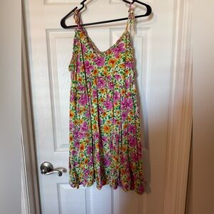 Floral Dress with Pink and Green Accents